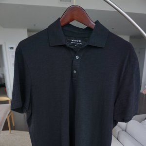 Vince Medium Classic Slub Polo Shirt (black)